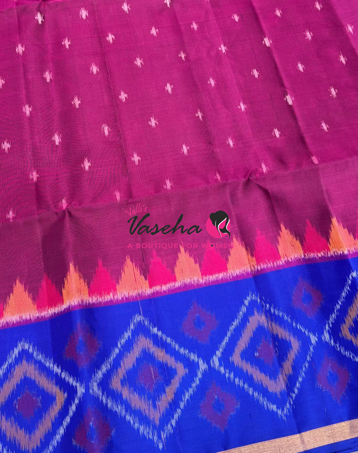 Pure Soft Silk Saree  - Pochampally Design - Purple & Blue Combo - VVPSS110