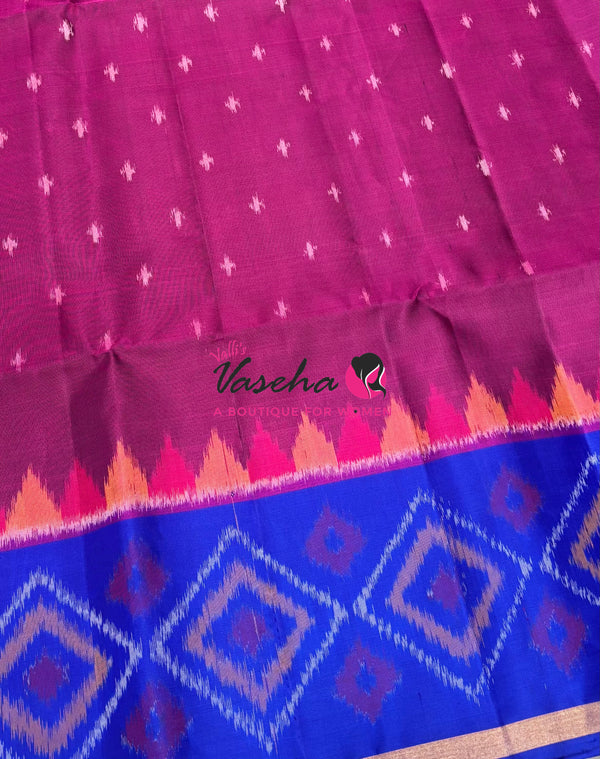 Pure Soft Silk Saree  - Pochampally Design - Purple & Blue Combo - VVPSS110