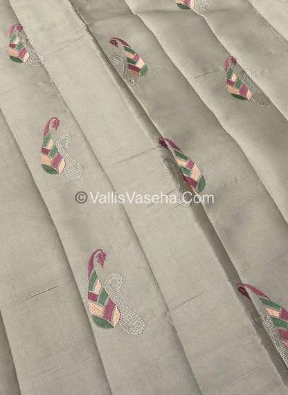 Butter Silk - Ivary Cream & Purple Combo - VVBS002