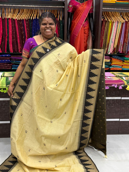 Fancy Mixed Cotton - Cream With Black Shade - VVFMC004