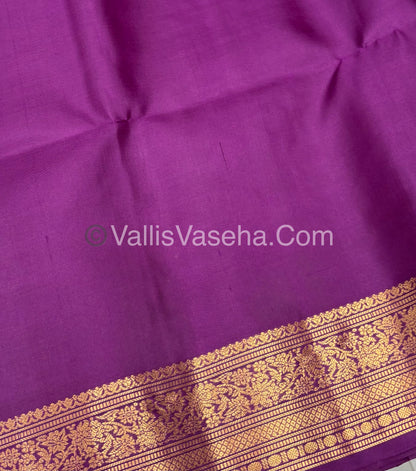 Pure Soft Silk Saree - Kanchi Border - Dual Tone Orangish Gold & Purplish Pink Combo - VVPSS046