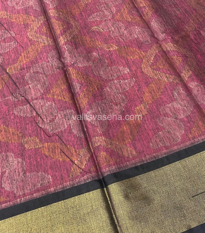 Banarasi Pochampally Weaving Semi Soft Cotton Saree - Pink with Purplish Wine Shade - VVBPS001