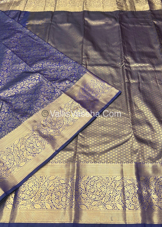 Semi Kanchipuram Silk - Blue shade - Semi Bridal - VVSKS002