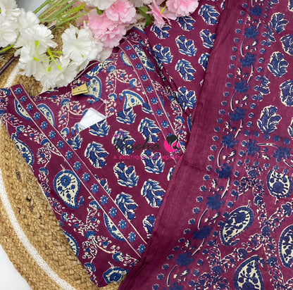 Ready Made | Semi Anarkali Set  (3pc)|Cotton |VVRMS030