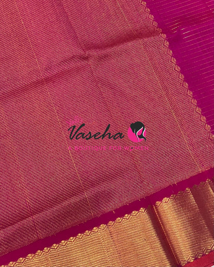 Pure Silk Cotton Saree - Mayil & Chakkaram Design - Dark Purple With Pink Shade -VVMC002