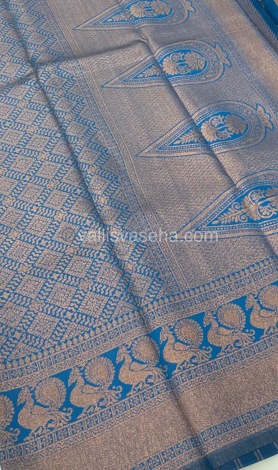 Semi Silk Saree - Kanchi Semi Silk Style - Peacock Border - VVSSS006