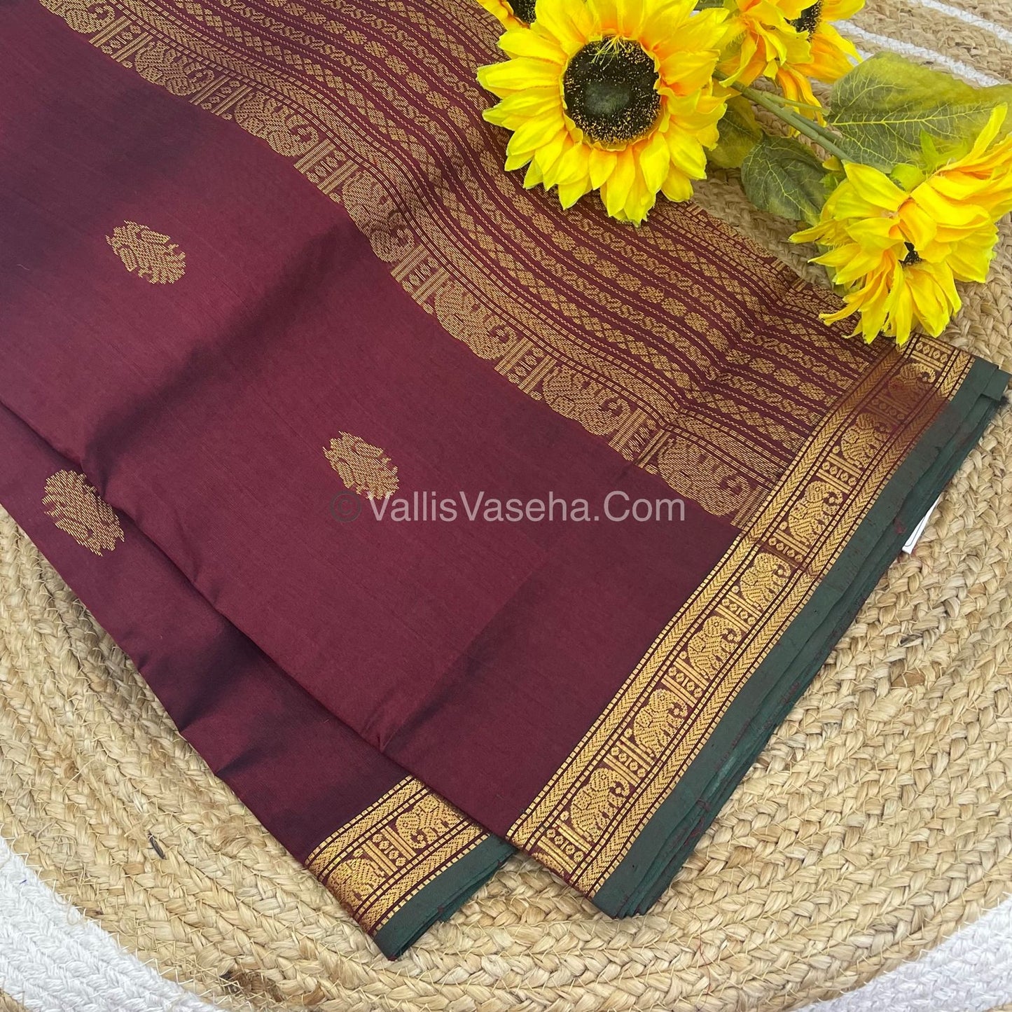 Pure Silk Cotton Saree - Retta Mayil Design - VVRMS001