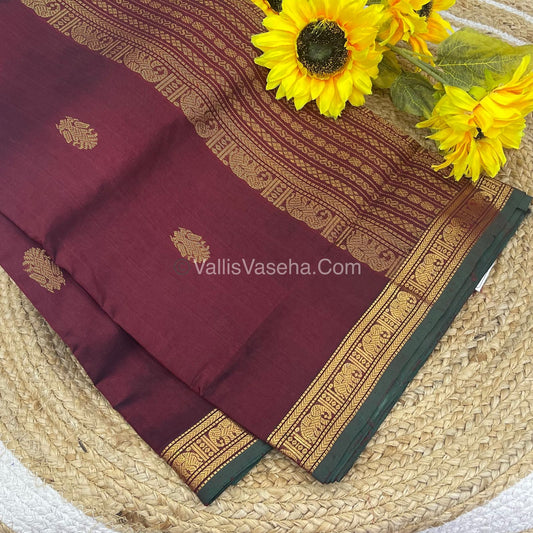Pure Silk Cotton Saree - Retta Mayil Design - VVRMS001
