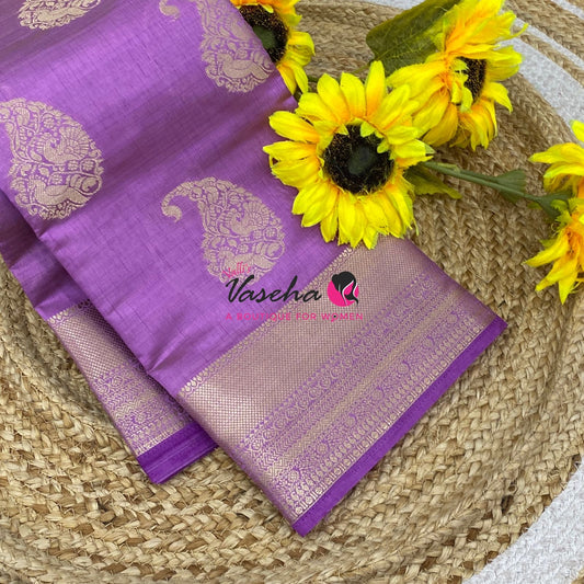 Semi Tussar Silk Saree | Lavender Shade |VVSTS055
