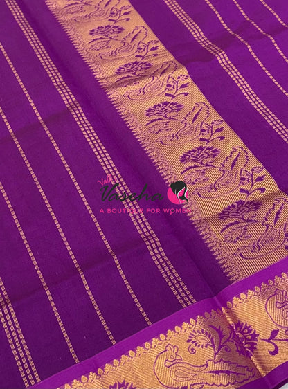 Semi Silk Cotton Saree - Small Round with Zari Butta  -  VVSSC014