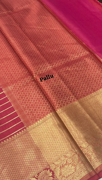 Banarasi - Kathan Silk Saree - Pinkish Red shade - VVBKS001