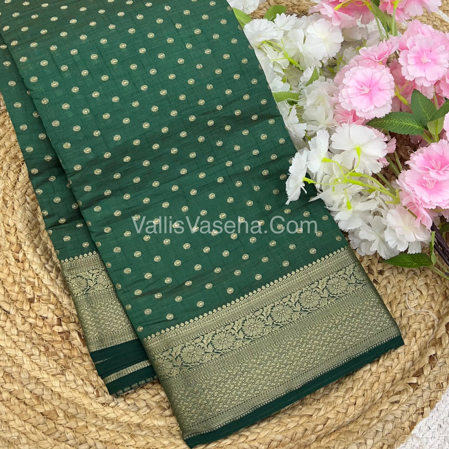Semi Tussar Silk  -Dark Green Shade- VVSTS015