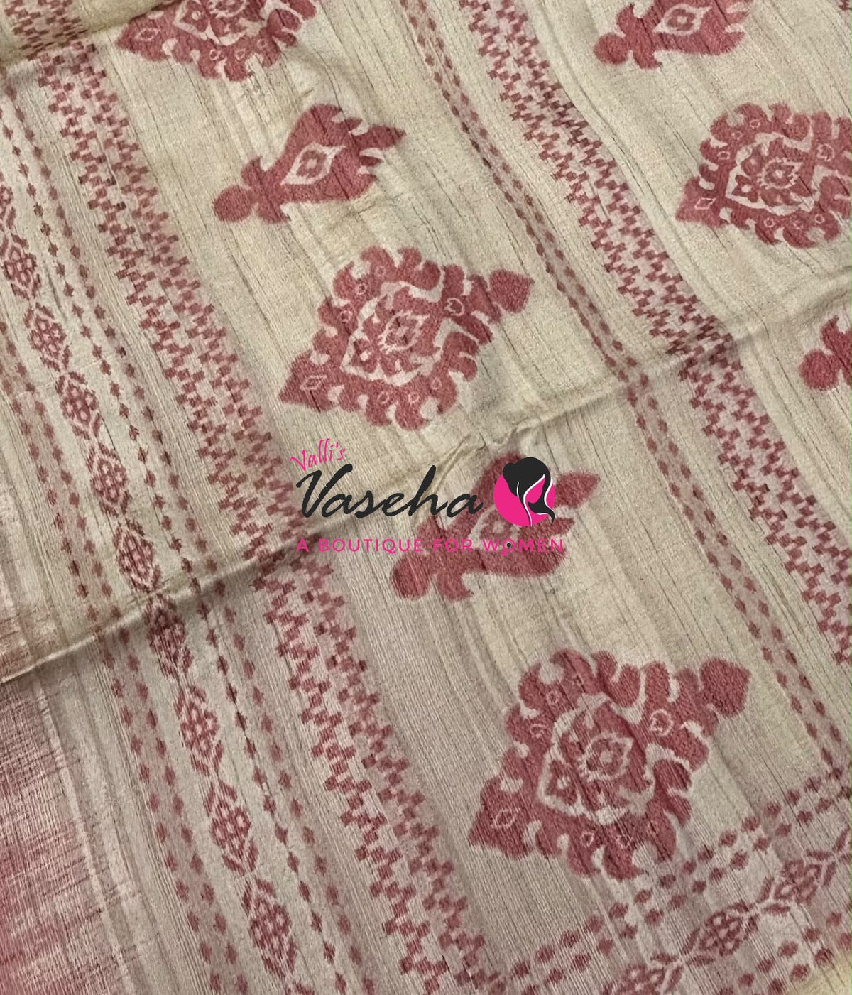 Semi Jute Silk Saree - Red With Cream Shade - VVSJS003
