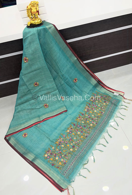 French Knot - Tissue Saree - Blue Shade - VVLFN011