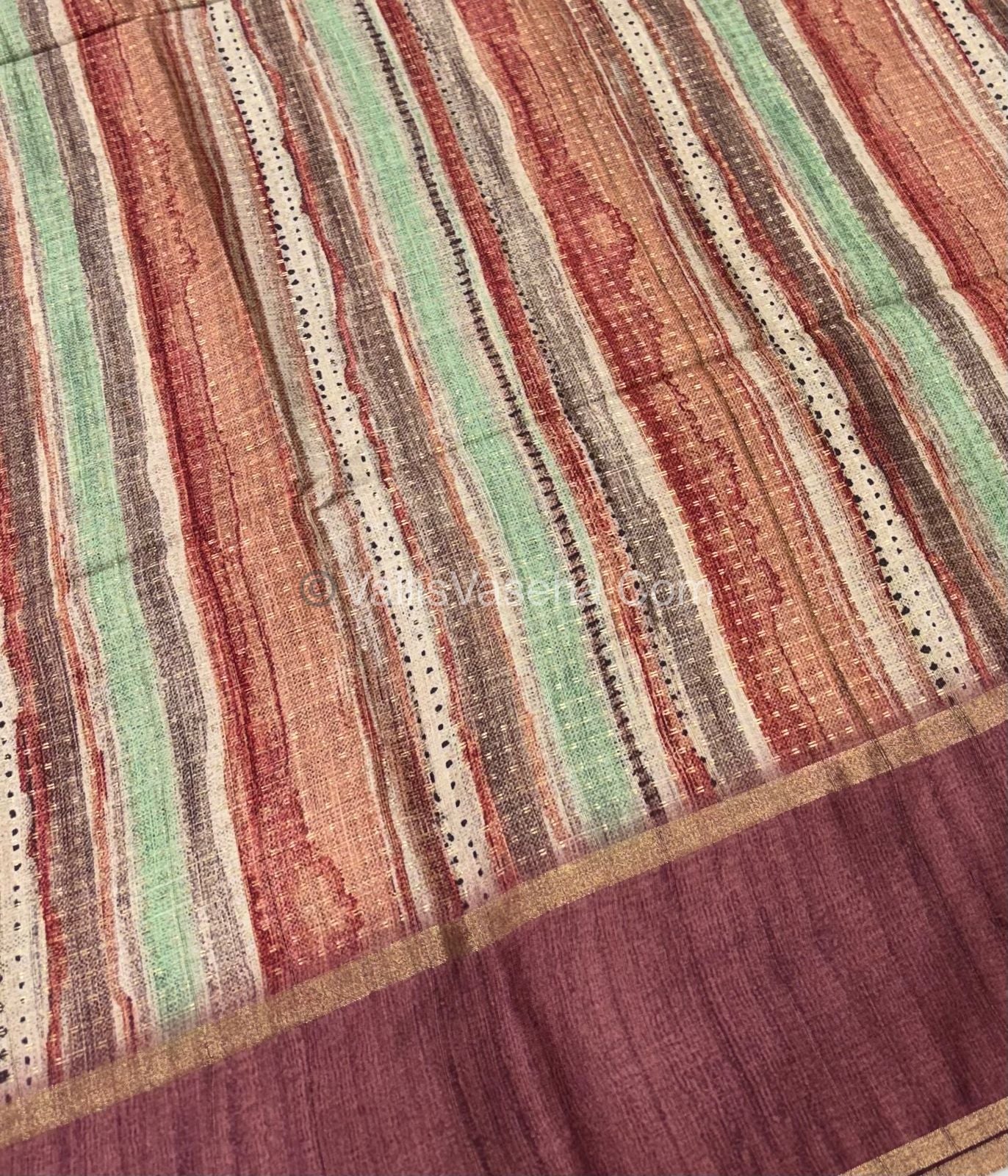 Semi Tussar Silk - Vairavoosi Design - Multi colour - VVSTS038