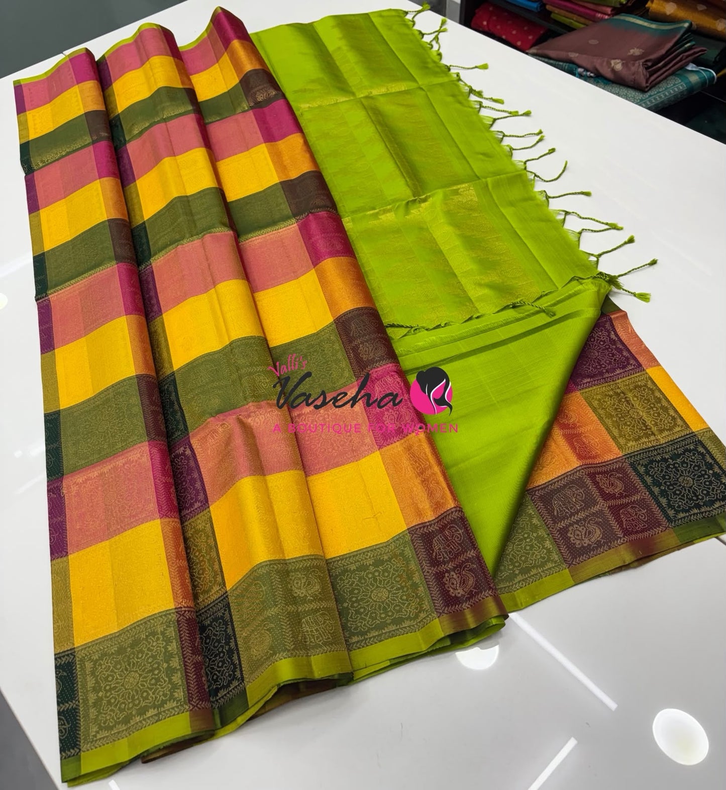 Pure Soft Silk Saree  - Pazhum Pazhamum Checks - VVPSS092
