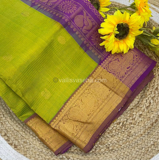 Pure Silk Cotton Saree - Vairavoosi checks - Mayil & Chakkaram - VVMCV002