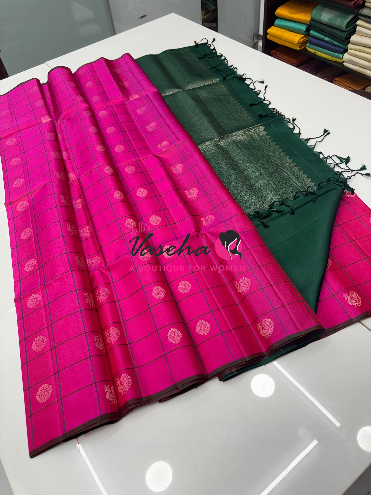 Pure Soft Silk Saree - Pink & Green Shade - VVPSS055
