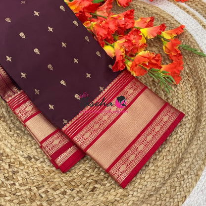 Semi Kanchi Silk  - Maroon & Red - VVSKS007
