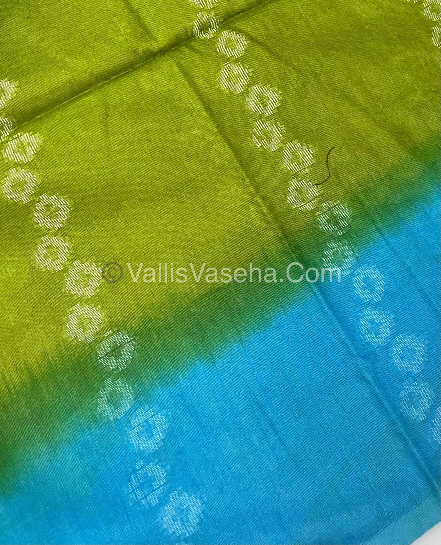 Bhagalpuri Silk - Green With Blue- VVBS007