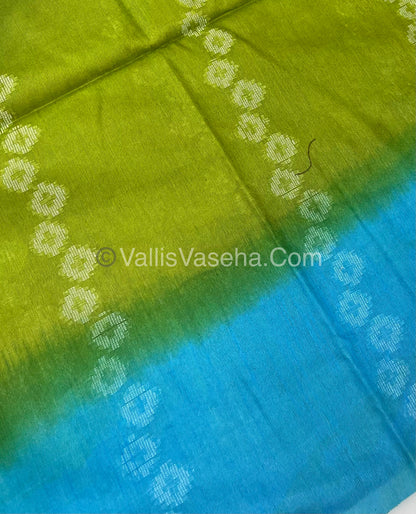 Bhagalpuri Silk - Green With Blue- VVBS007