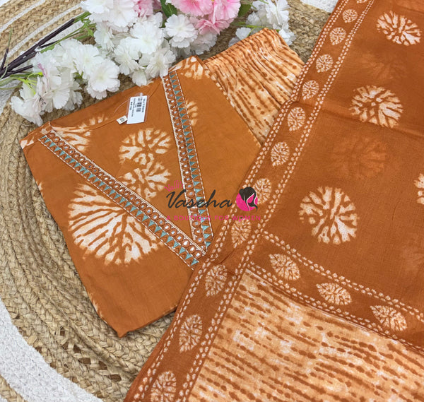 Ready Made | Straight Cut |Salwar, Kameez & Duppatta(3pc)|Cotton |VVRMS020