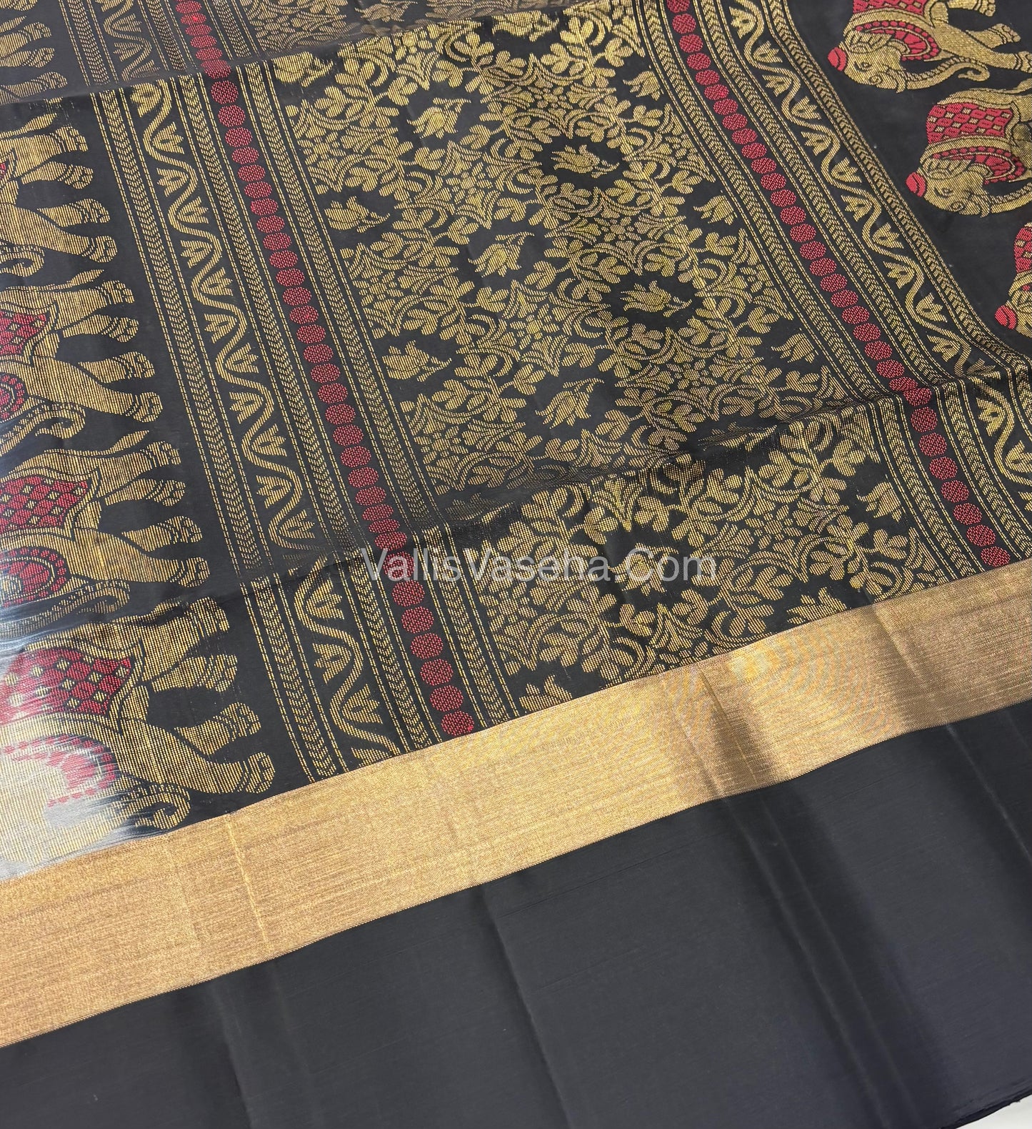 Half Mixed Soft Silk Saree - Grey with Black - VVPSS028