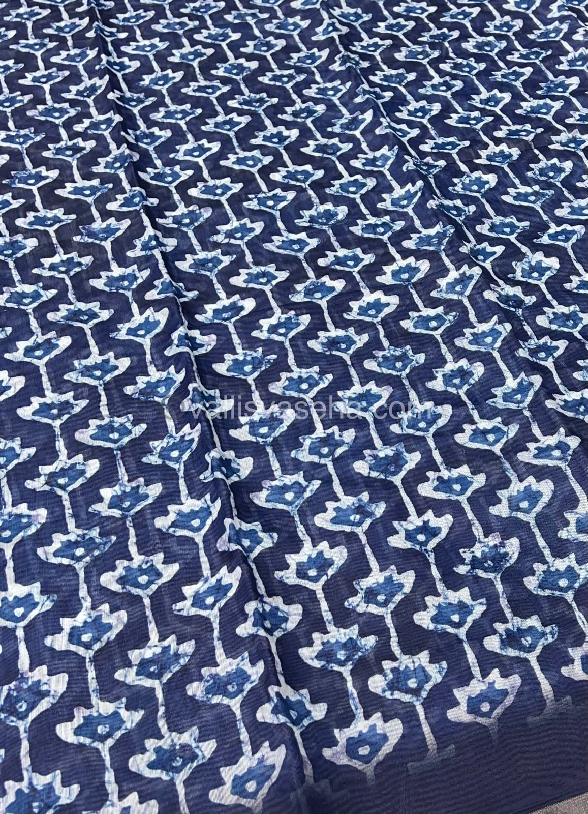 Chanderi Mixed Cotton Saree - Indigo Prints - VVCPS001