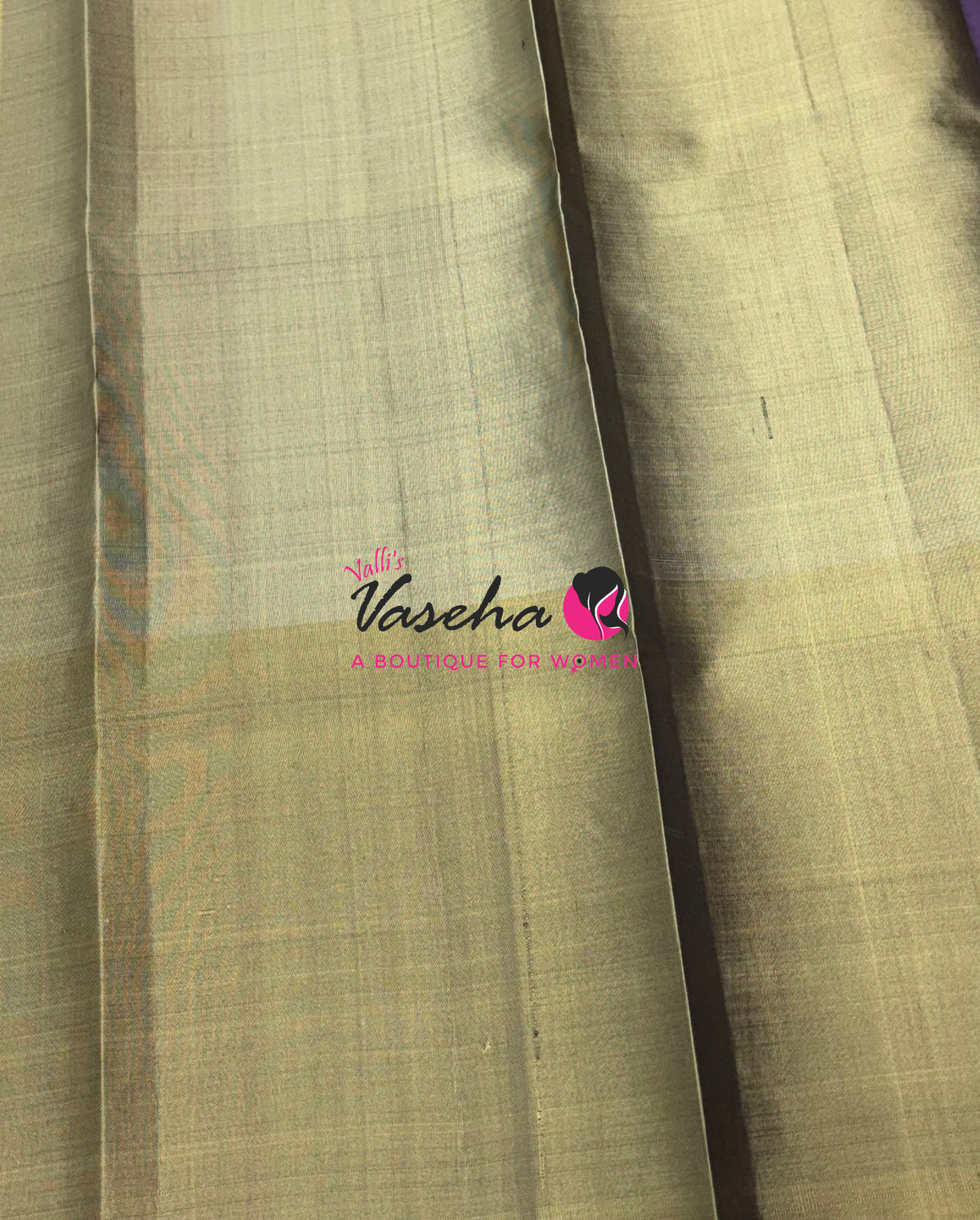 Pure Soft Silk Saree - Purple & Olive Green - VVPSS032