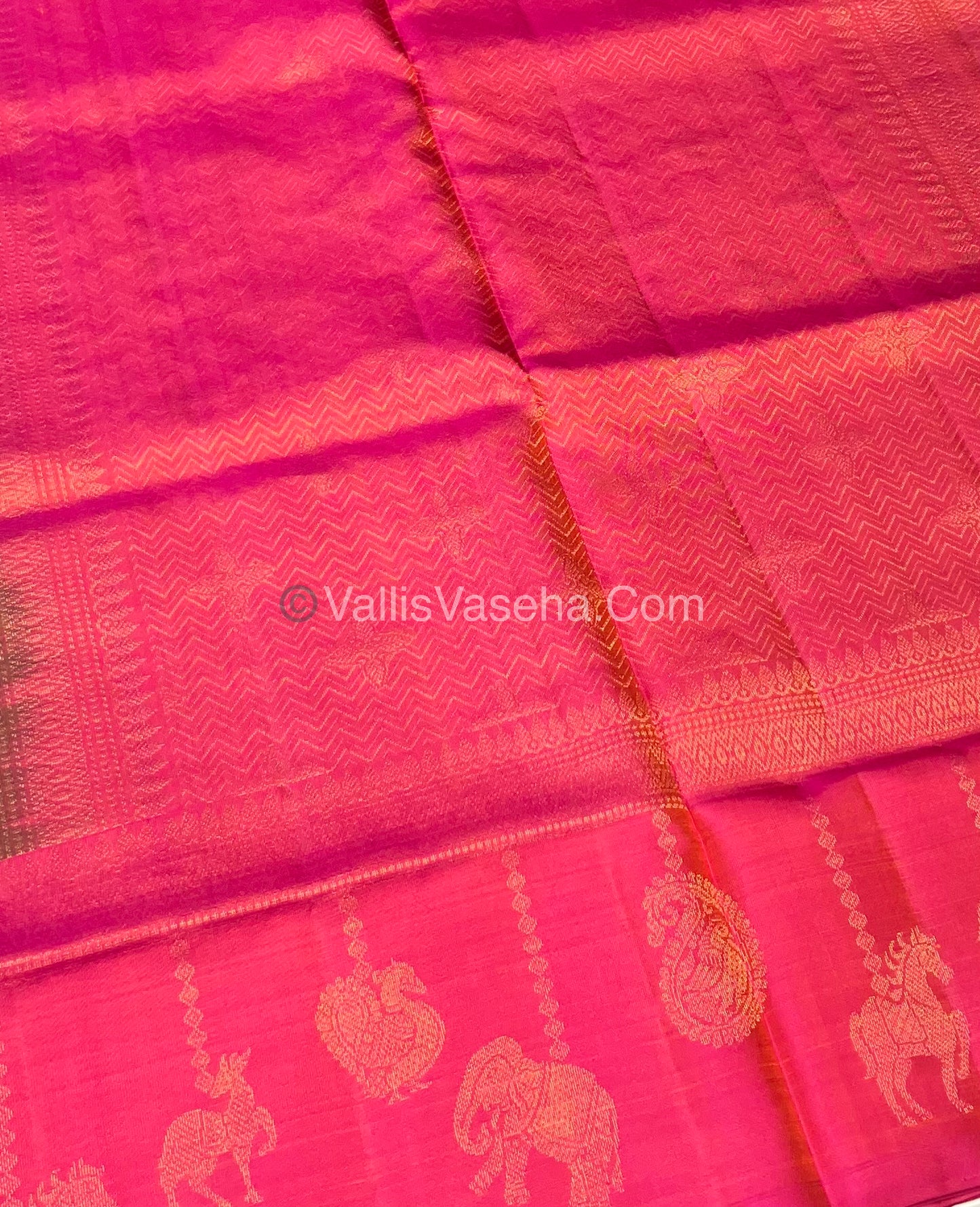 Pure Soft Silk Saree - (Merry-Go-Round Design ) - Peacock Blue with Pink Shade - VVPSS059