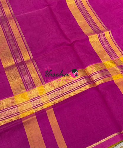 Pure Silk Cotton Saree - Green & Purplish Pink Shade - VVPSC013