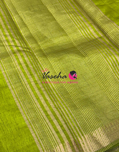 Semi Tussar Silk Saree | Green Shade |VVSTS072