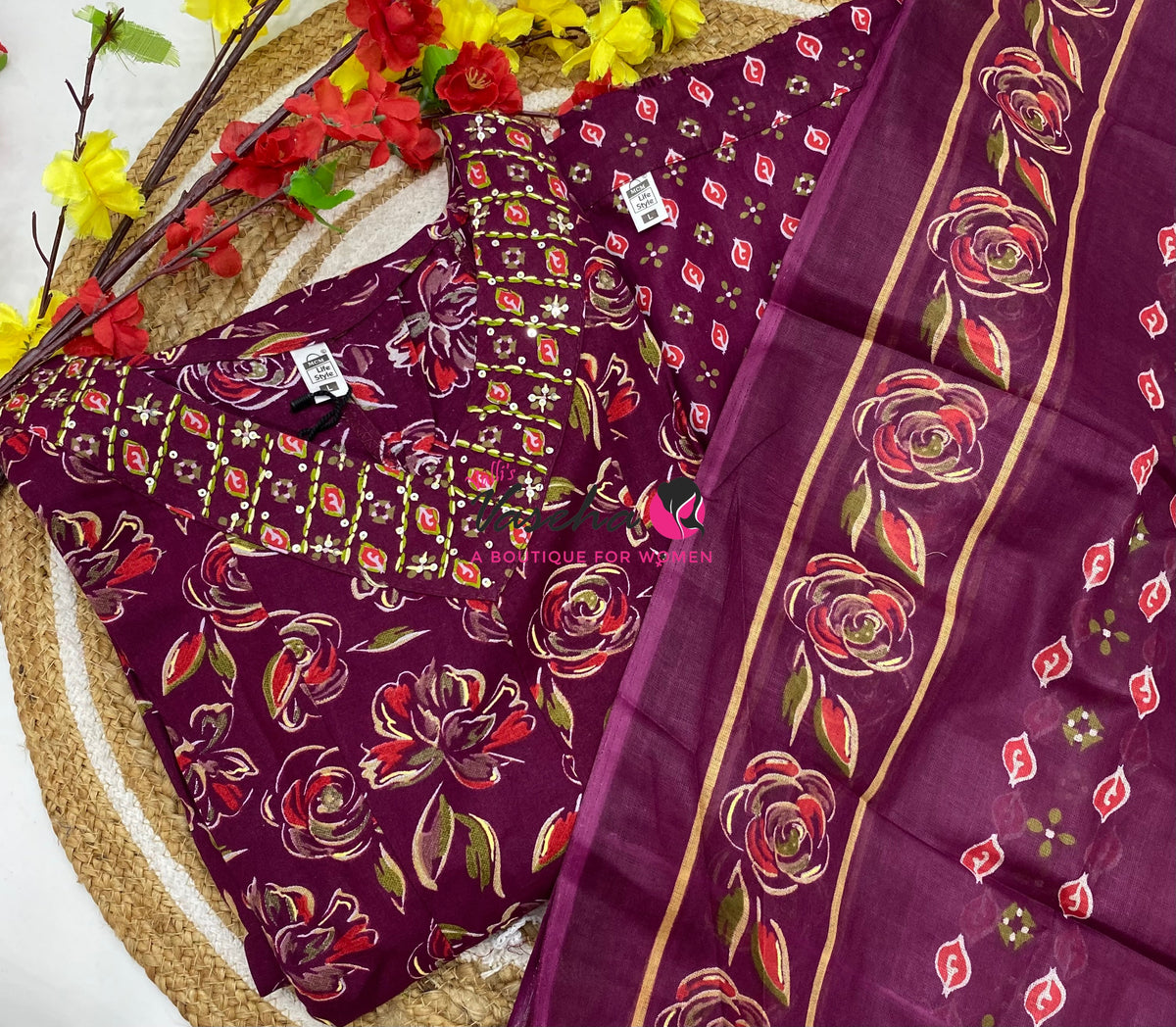 Ready Made - Anarkali - Salwar, Kameez & Duppatta(3pc)- Printed Cotton - VVAS013