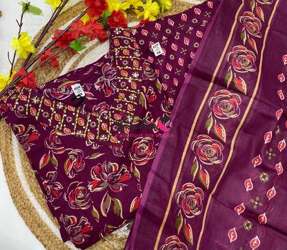 Ready Made - Anarkali - Salwar, Kameez & Duppatta(3pc)- Printed Cotton - VVAS013