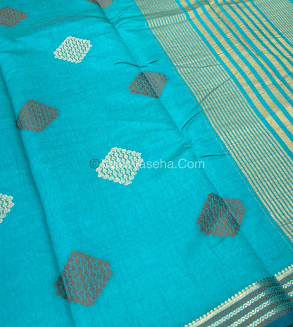 Semi Tussar Silk Saree - Ramar blue shade - VVSTS016