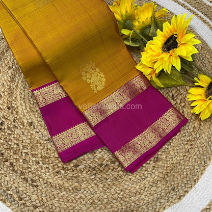 Pure Kanchipuram Silk Saree - Lovely Yellow and Pink - Retta Petta Border - VVPS008