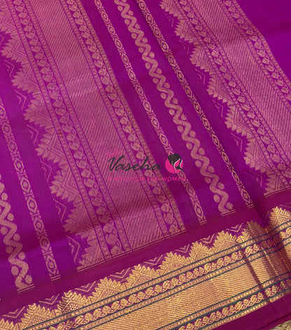 Pure Korvai Silk Cotton - Sneha Green with Purplish Pink Combo - VVKSC007