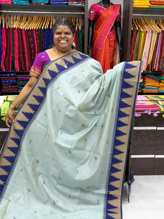 Fancy Mixed Cotton - Grey With Blue Shade - VVFMC004