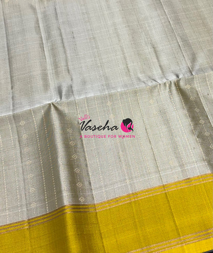 Pure Soft Silk Saree  - Grey & Mustard Yellow Combo - VVPSS138