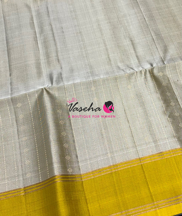 Pure Soft Silk Saree  - Grey & Mustard Yellow Combo - VVPSS138