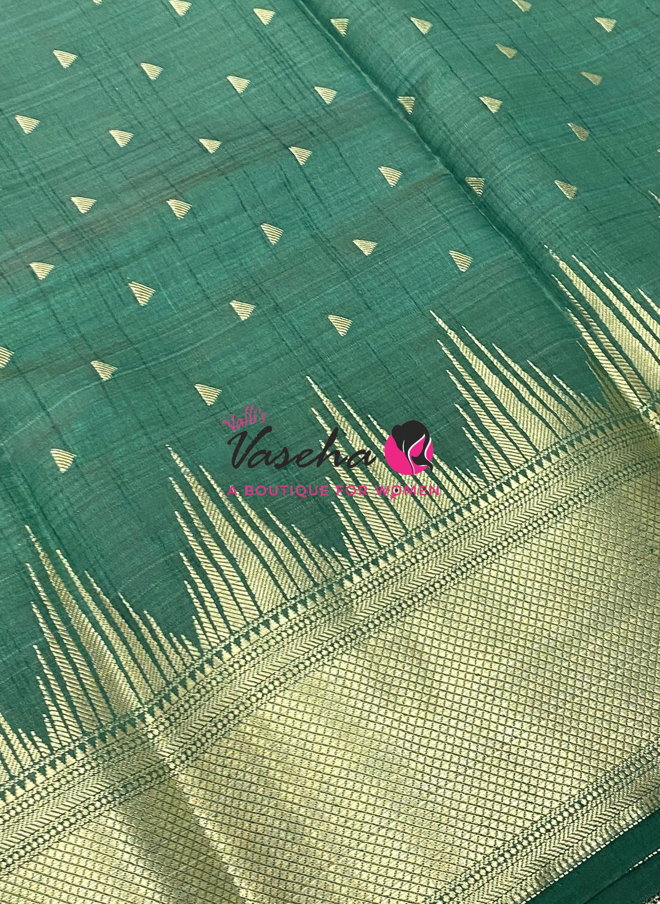 Semi Tussar Silk Saree | Dark Green Shade |VVSTS054