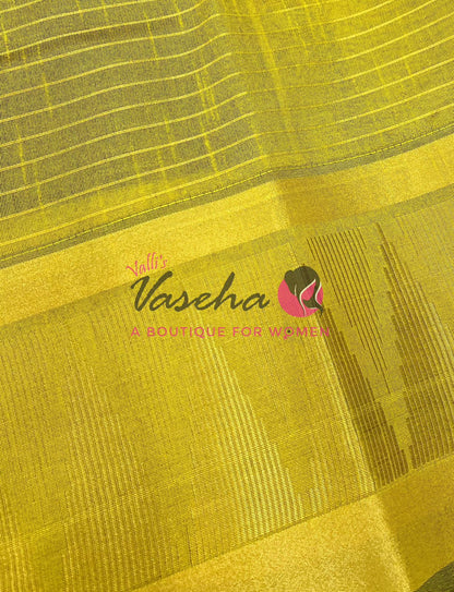 Semi Raw Silk - Lakshadeepam Design - Violet With Lemon Green Shade - VVRS008