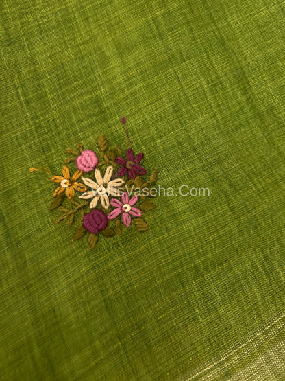 French Knot - Tissue Saree - Green Shade - VVLFN011