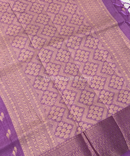 Semi Tussar Silk - Grand Pallu  -   Lavender Shade - VVSTS021