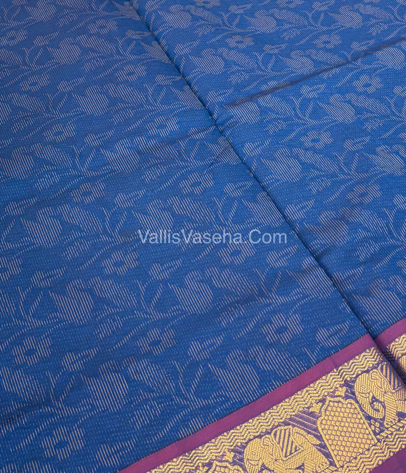 Semi Silk Cotton Saree - Dark Ramar Blue With Reddish Maroon Shade - VVSSC007