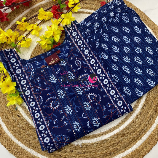 Top & Bottom(2pc) Co-Ord Set - Cotton - VVCS015