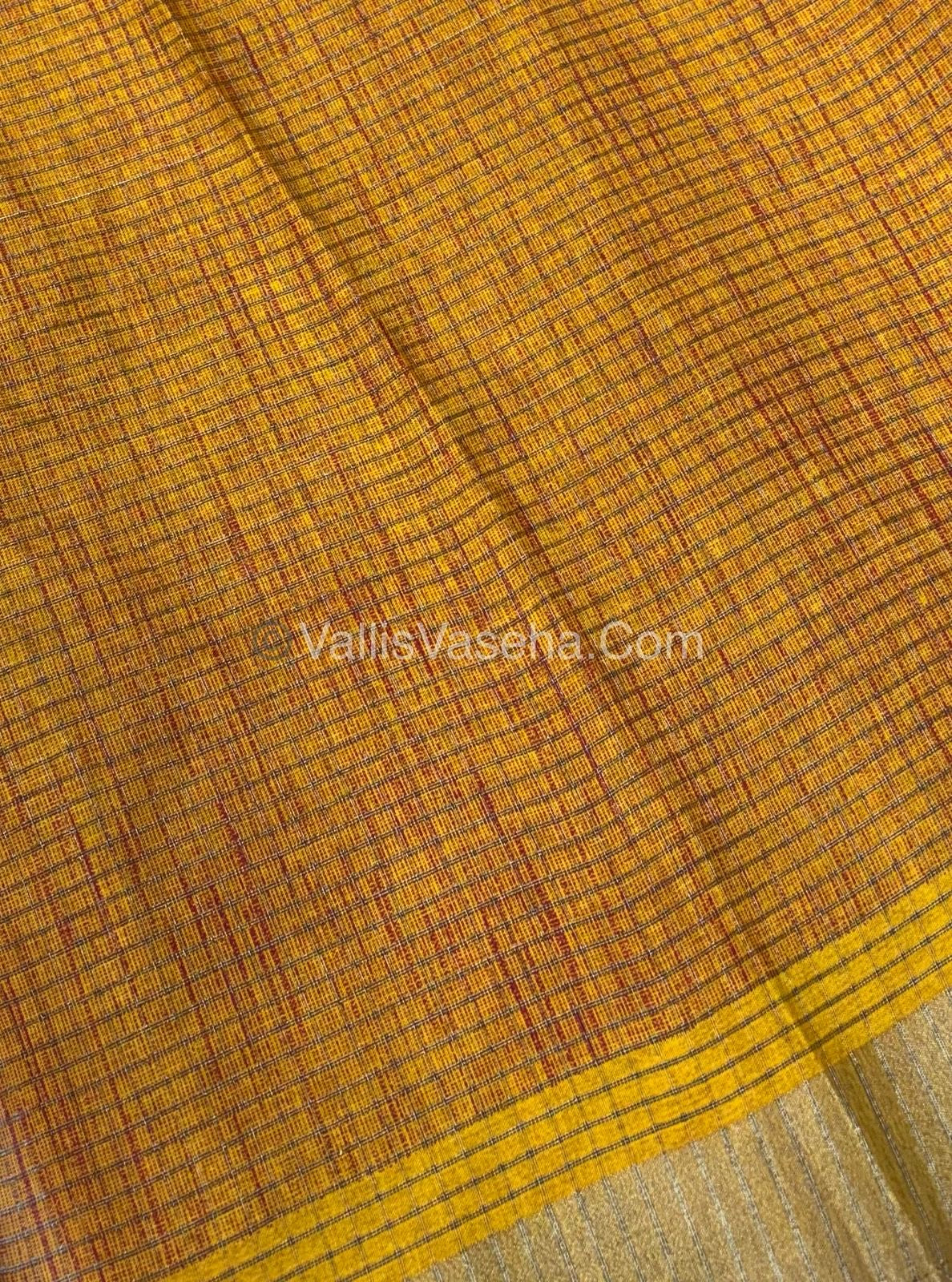 Light Weight Fancy Mixed Kota Cotton - Varli Design Printed Saree - Yellow Shade - VVKPC001