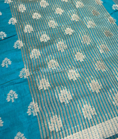 Semi Tussar Silk Saree -  Blue Shade - VVSTS009