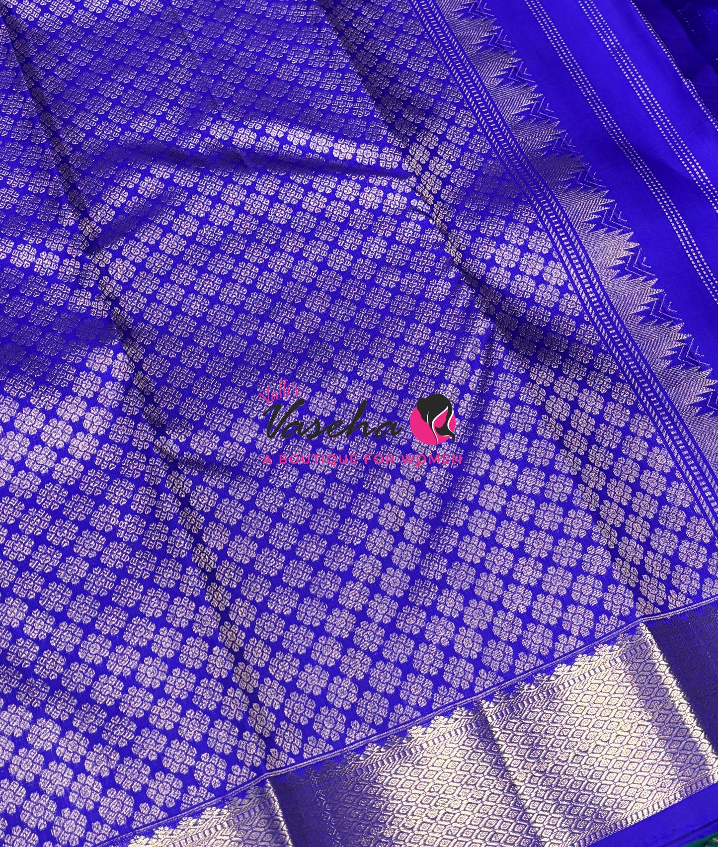 Pure Kanchipuram Silk Saree - Vairavoosi Design  - Royal Blue Shade  - VVPS087