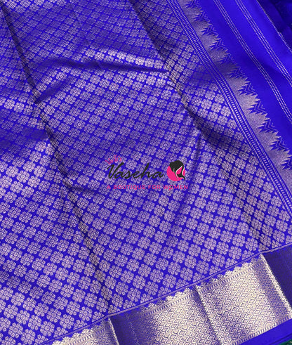 Pure Kanchipuram Silk Saree - Vairavoosi Design  - Royal Blue Shade  - VVPS087